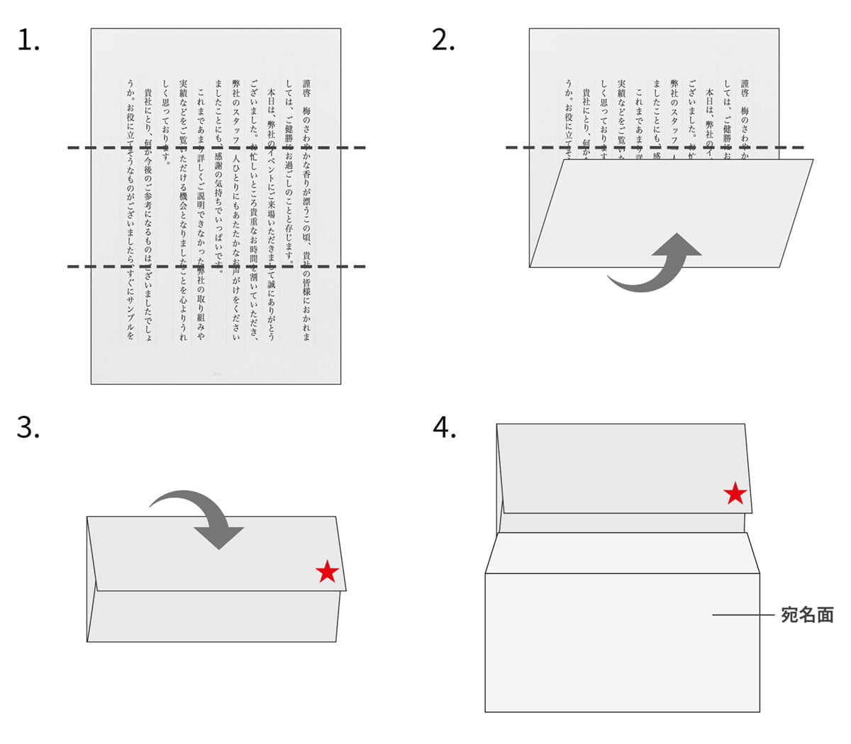 手紙（便箋）の折り方、封筒への入れ方| 手紙の書き方