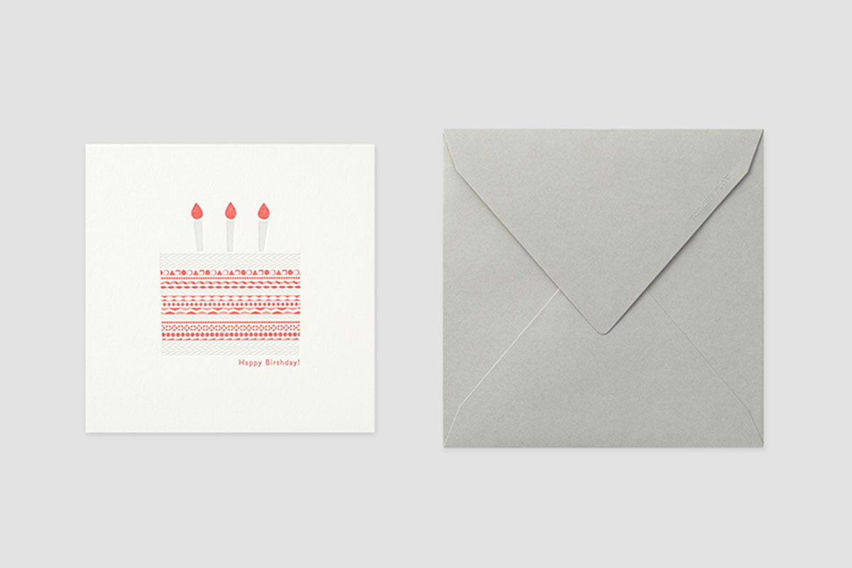 タッチアンドフロー 活版フラットカード ケーキ柄（レッド／ゴールド）