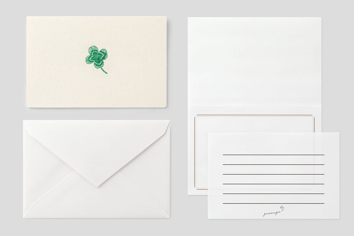 greetings カード フリー クローバー柄