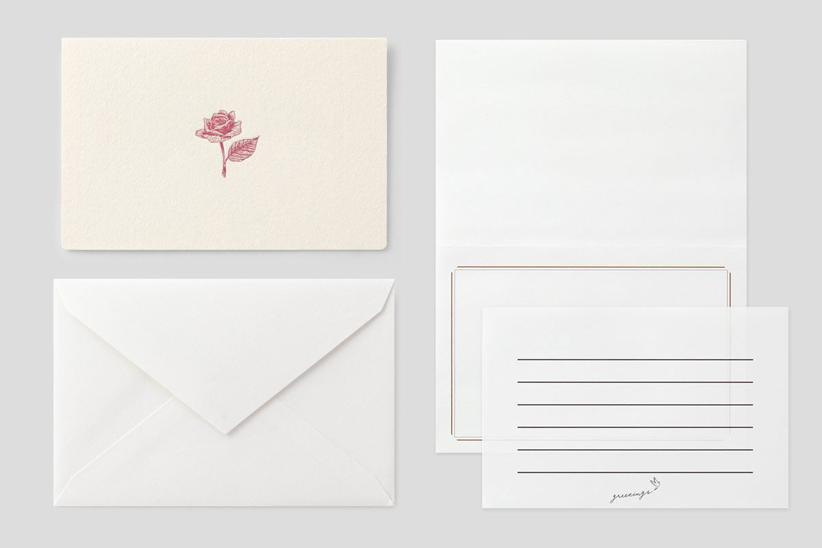 greetings カード フリー バラ柄