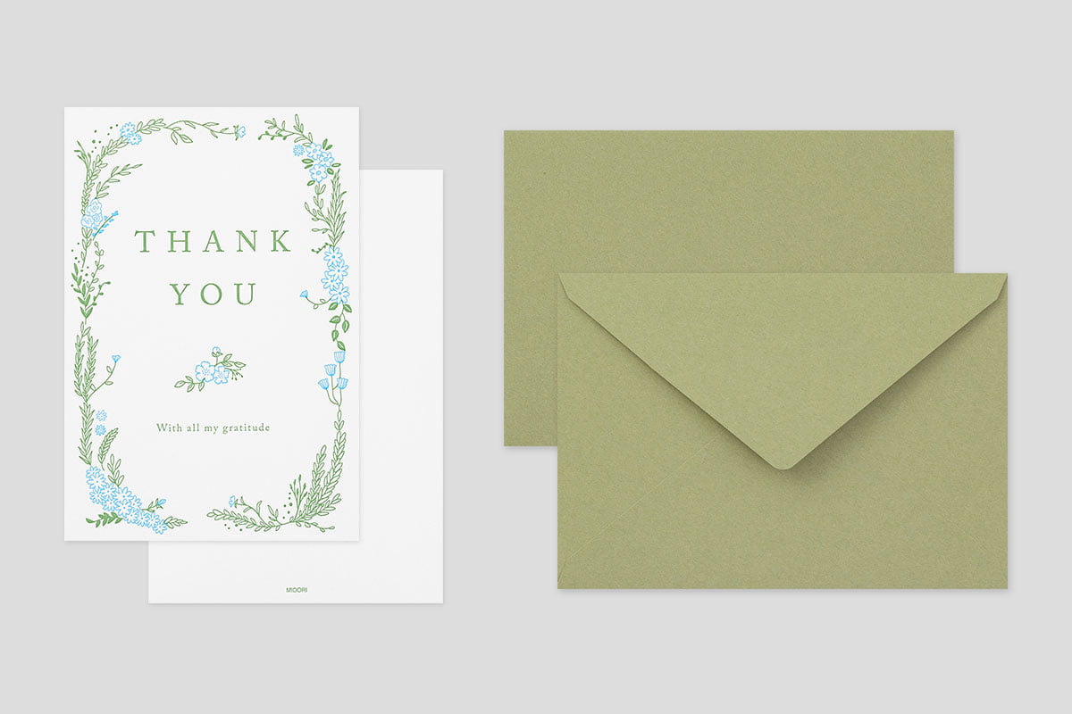 ミドリ カード 活版 花柄