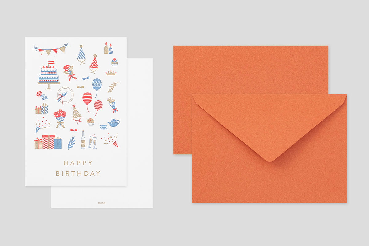 ミドリ カード 活版 誕生日 お祝い柄