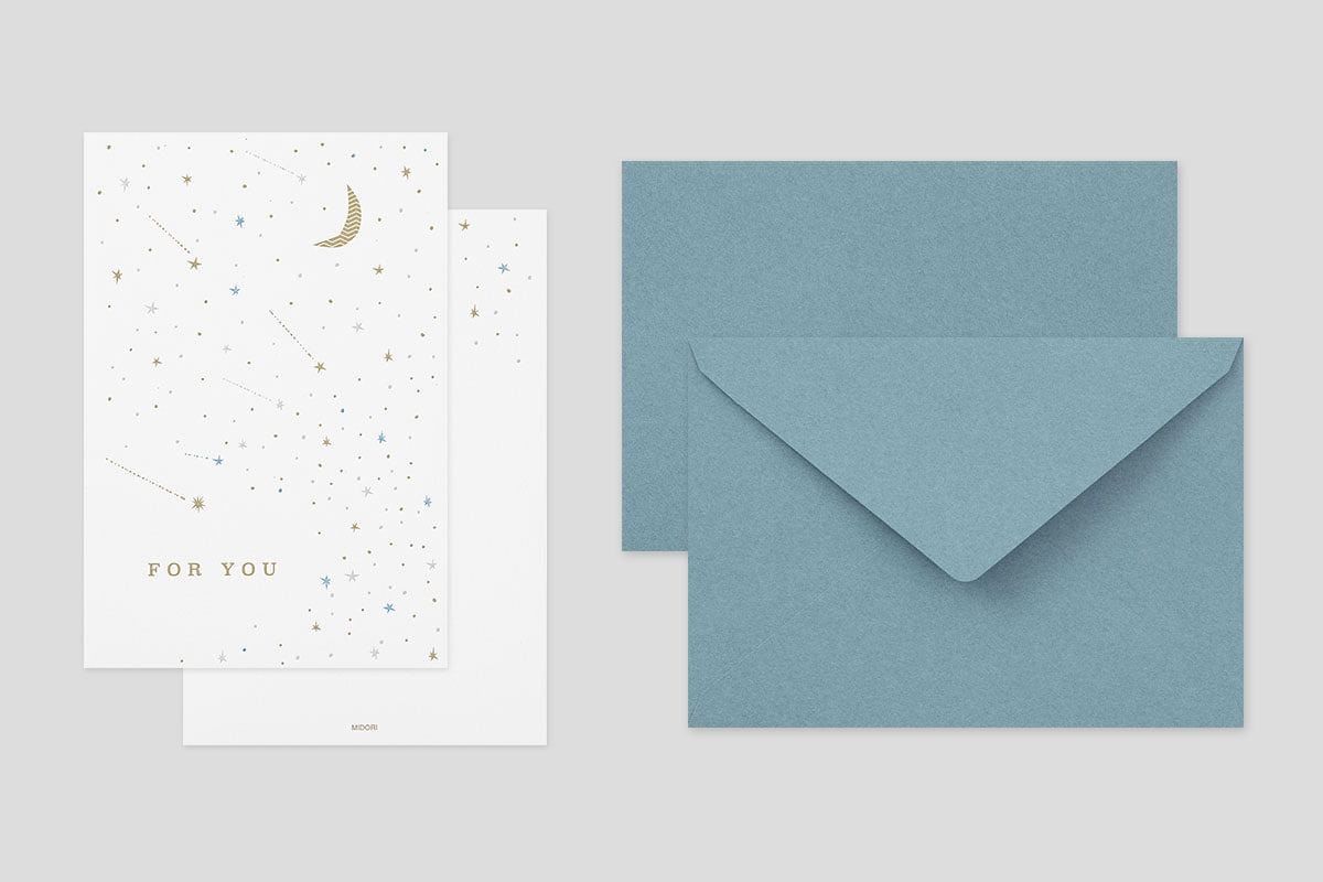 ミドリ カード 活版 星柄