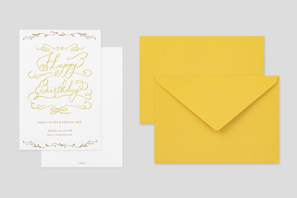 ミドリ カード 活版 誕生日 文字柄